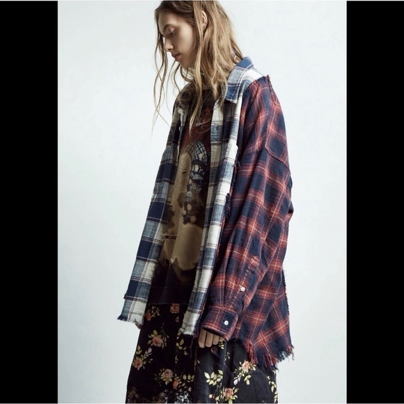 Vici Navy and Red Plaid work shirt - Picture 3 of 6